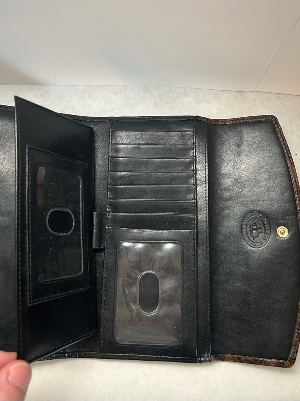Brahmin Tuscan Two-tone Leather Tri-fold Checkbook Wallet w/Removable Cover EUC - Picture 14 of 15